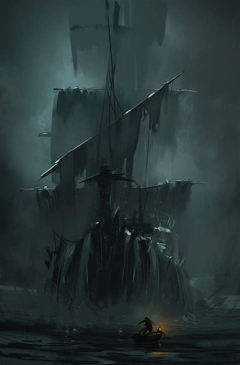 Artist spends 15 months constructing ghostly pirate ship with ordinary found materials. Imaginary Seascapes