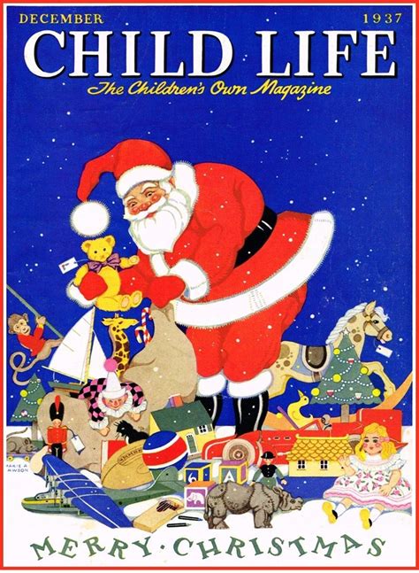 Santa Claus Christmas Child Life Magazine Cover 1937 Vintage