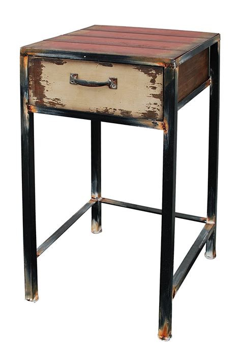 This unique accent table includes an iron, metal frame with an inverted top surface. Buy Wood Night Stand with Drawer, Multi-Purpose Antique ...