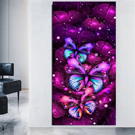Diamond Painting Purple Butterfly 5d Diy Diamond Embroidery Etsy