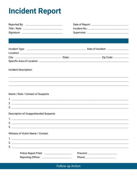 Printable Incident Report Template Word Customize And Print