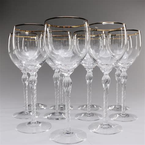 Lenox Gold Rim Monroe Crystal Wine Glasses Late 20th Early 21st Century Ebth