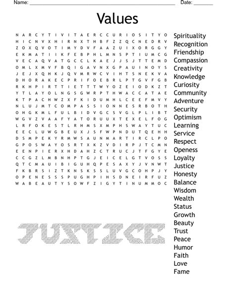 Values Word Search Wordmint