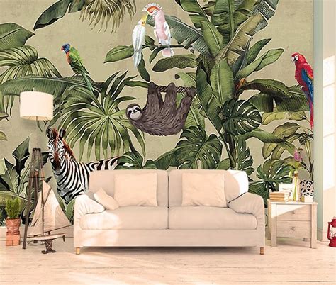 Tropical beach 1, beach wallpaper, travel, islands, ocean, exotic. Forest Wallpaper Vintage Jungle Wall Mural Tropical Home ...