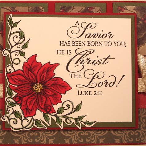 (print, post, or share this day's inspirational christmas quote!) Religious Christmas Card with Bible Verse and Poinsettia