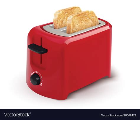 Red Toaster With Toasted Bread For Breakfast Vector Image