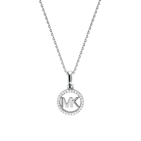 Michael Kors Sterling Silver Stone Set Logo Necklace Jewellery From
