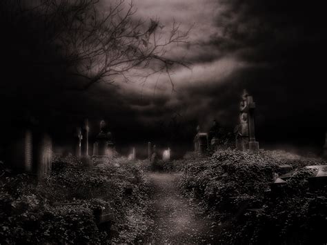 Dark Cemetery Graveyard Gothic Creepy Wallpaper Resolution1600x1200
