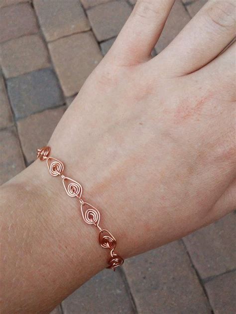 Copper Teardrops Bracelet Etsy Wire Wrap Jewelry Designs Handmade