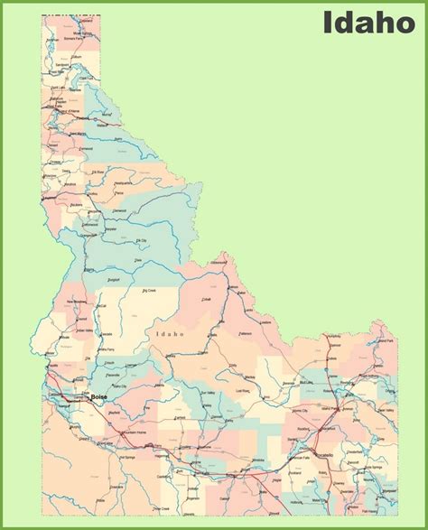 Road Map Of Idaho With Cities And Towns