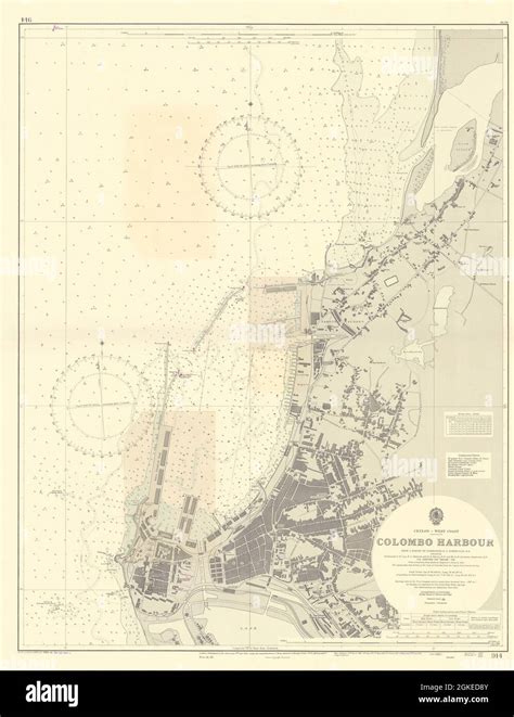 Colombo Harbour Ceylon Sri Lanka Admiralty Sea Chart City Plan 1907