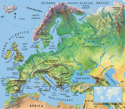 Geografía E Historia Mapa Físico De Europa