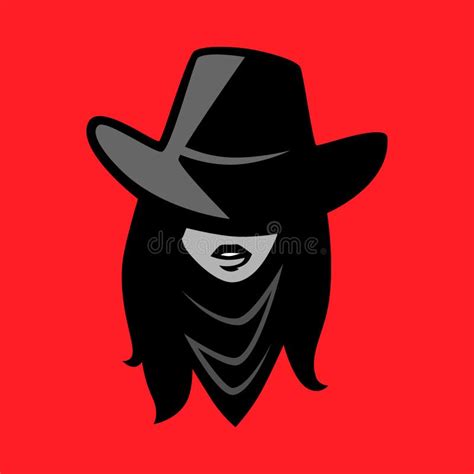 Símbolo De Retrato De Cowgirl Sobre Fondo Rojo Ilustración Del Vector Ilustración De Humano
