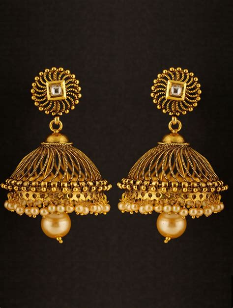 Pin by Eman on Jhumka | Gold jhumka earrings, Gold jewels design, Jewelry design earrings