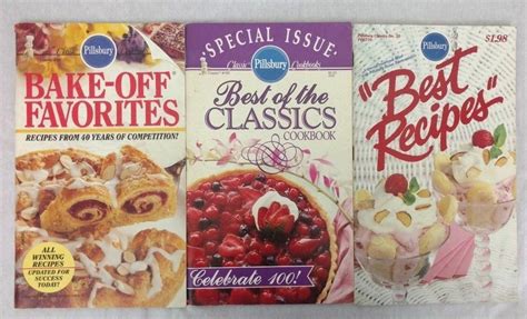 3 Pillsbury Classic Cookbooks Lot Best Recipes Bake Off Favorites Meals