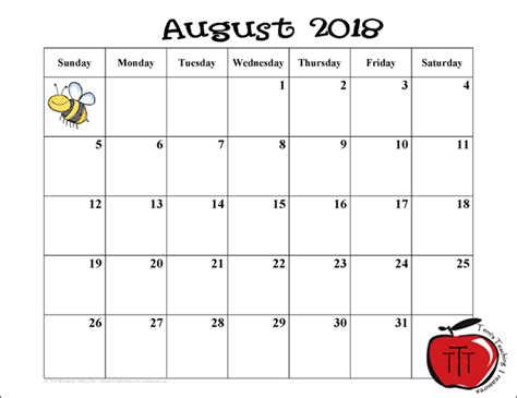 Free 2018 2019 School Year Calendar Classroom Freebies School