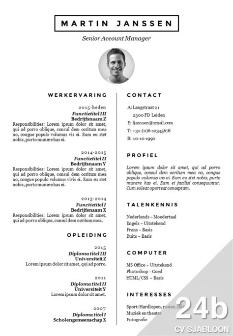 Voorbeeld Cv Template 26 Opvallend Curriculum Vitae Maken In Word