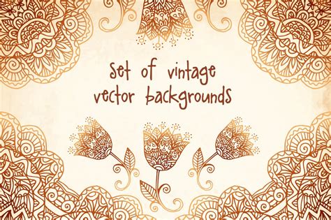 Set Of Mehndi Vector Backgrounds Graphic Patterns ~ Creative Market