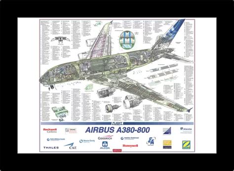 Glass Frame Of Airbus A380 800 Cutaway Poster