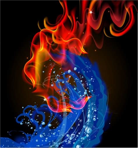 Fire And Water Swirl Vectors Graphic Art Designs In Editable Ai Eps