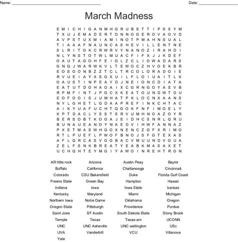 March Madness Word Search Wordmint Word Search Printable