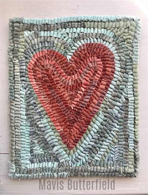 Rug Hooking Pattern Primitive Folk Art Heart On Linen