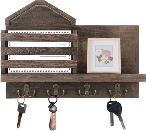 Wonoder Wall Mounted Mail Holder With Key Hooks For