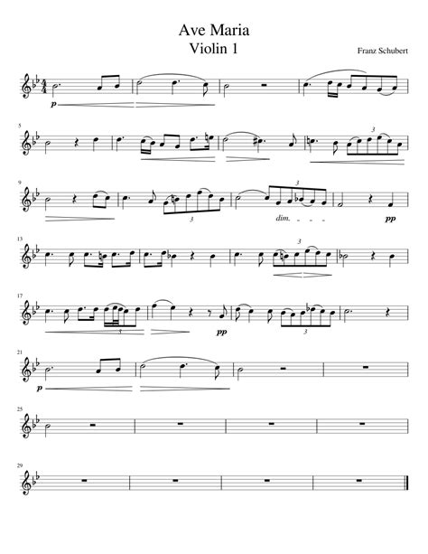 Ave Maria Violin 1 Sheet Music For Piano Solo