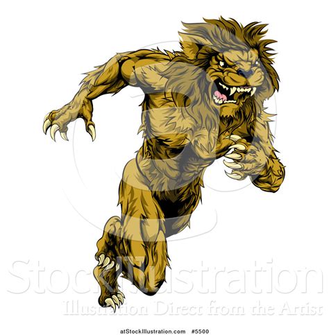 Vector Illustration Of A Muscular Male Lion Mascot Running Upright By
