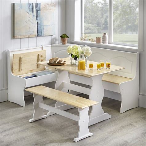 Rated 4 out of 5 stars. Padstow 3 Piece Solid Wood Breakfast Nook Dining Set in ...