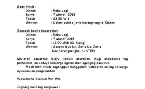 Contoh Surat Lelayu Bahasa Indonesia