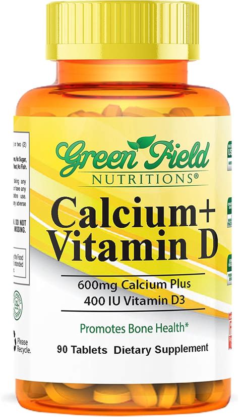 Greenfield Nutritions Calcium 600 Mg With Vitamin D3 400 Iu Halal Vitamins 90
