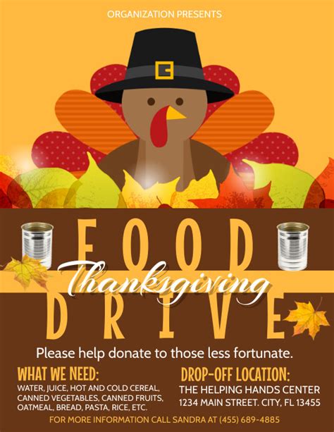 Thanksgiving Food Drive Template Postermywall
