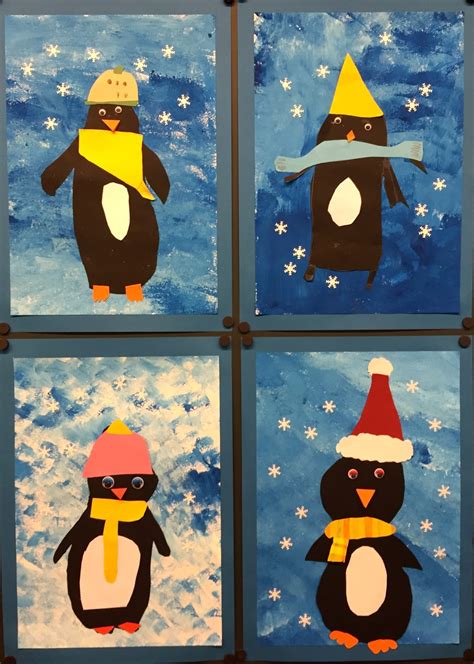 Zu jedem produkt gibt es eine bastelideen winter klasse 4 : KLASSENKUNST: Winterbild Pinguine
