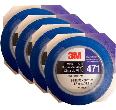 3m Fine Line Vinyl Tape 471 Blue 4 Rolls 127mm X 329m 36408