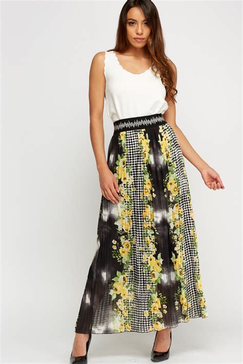 Floral Print Pleated Maxi Skirt Just 7