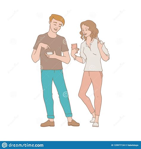 Talking People Vector Illustration Couple Of Young Girl And Boy