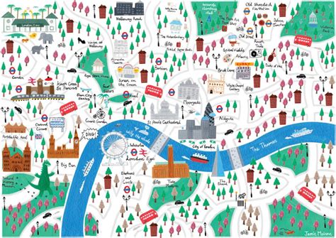 London City Map Illustrated Map London Illustration L