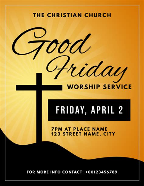 Good Friday Worship Service Church Flyer Template Postermywall