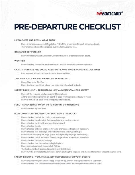 pre departure checklist ® official canadian boating license