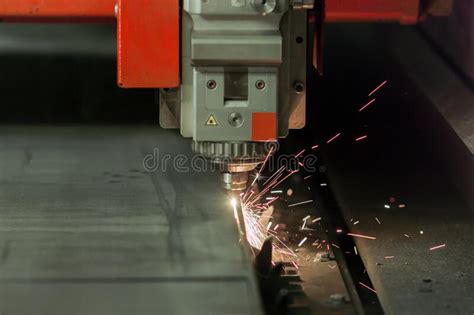 Process Of Industrial Laser Cutting Of Sheet Metal Stock Image Image