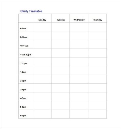 27 Timetable Template Free Sample Example Format Free With Blank