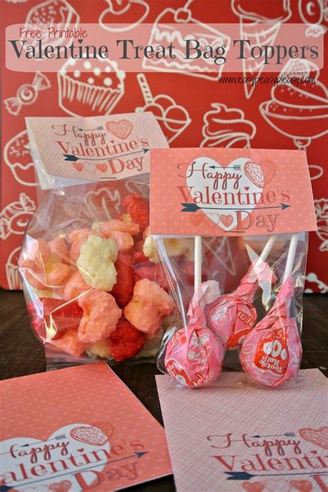 Free Printable Valentine Treat Bag Toppers Valentine Treats White