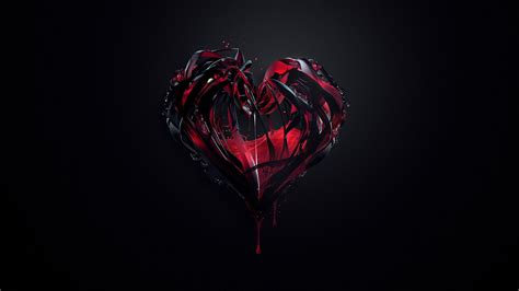 Wallpaper Black Digital Art Heart Red Reflection Artwork Dark