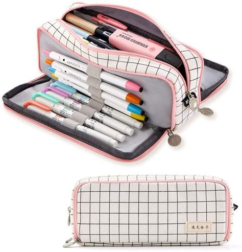 Pencil Case Big Capacity Handheld 3 Compartments Pencil Pouch Portable