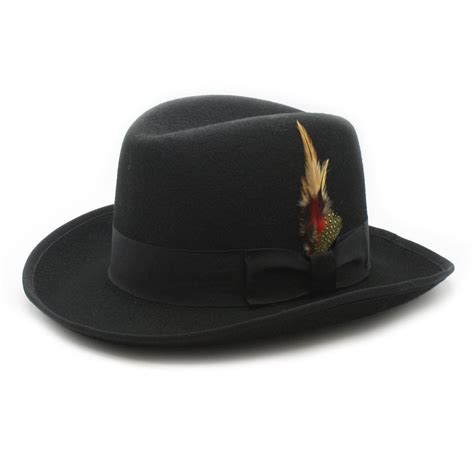 Ferrecci Premium Classic Black Wool Godfather Hat Fhyinc
