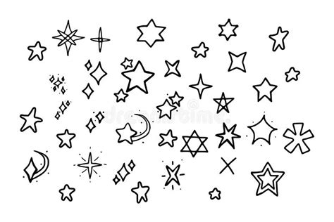 Vector Set Of Stars In Doodle Style Stock Illustration Illustration