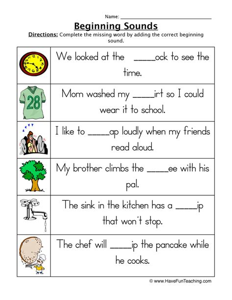 Beginning Sounds Worksheets Page 2 Of 11 Have Fun Teaching