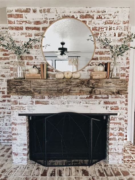 Brick Fireplace With Rustic Wood Mantel Fireplace Ideas