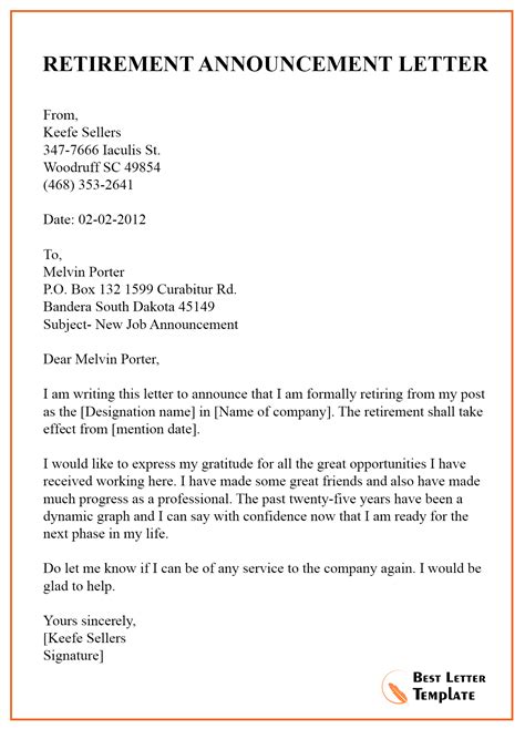 10 Free Announcement Letter Template Format Sample And Example